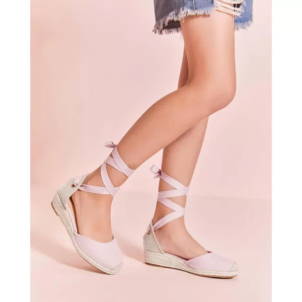 Coutgo Girls Espadrille Platform Wedge Sandals Closed Toe Lace Up Ankle Strap Summer Shoes Toddler Little Big Kid
