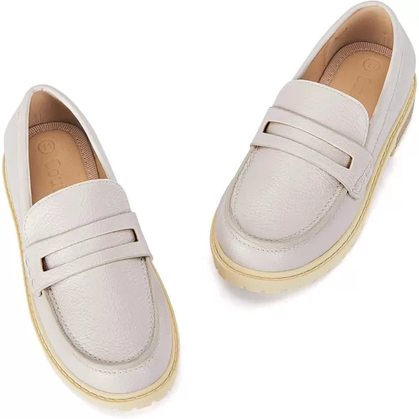 Coutgo Girls Slip On Penny Loafers Comfort Round Toe Platform School Uniform Dress Shoes