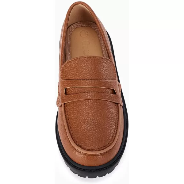 Coutgo Girls Slip On Penny Loafers Comfort Round Toe Platform School Uniform Dress Shoes