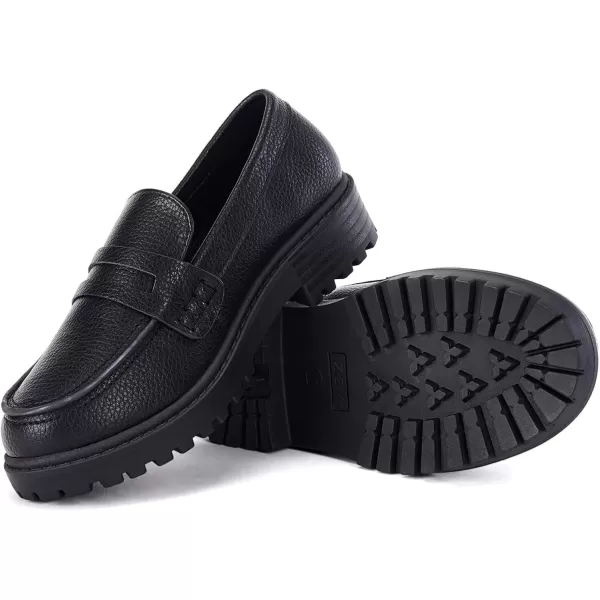 Coutgo Girls Slip On Penny Loafers Comfort Round Toe Platform School Uniform Dress Shoes