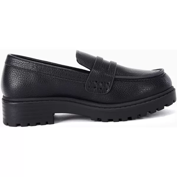 Coutgo Girls Slip On Penny Loafers Comfort Round Toe Platform School Uniform Dress Shoes