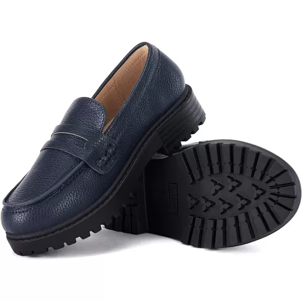 Coutgo Girls Slip On Penny Loafers Comfort Round Toe Platform School Uniform Dress Shoes
