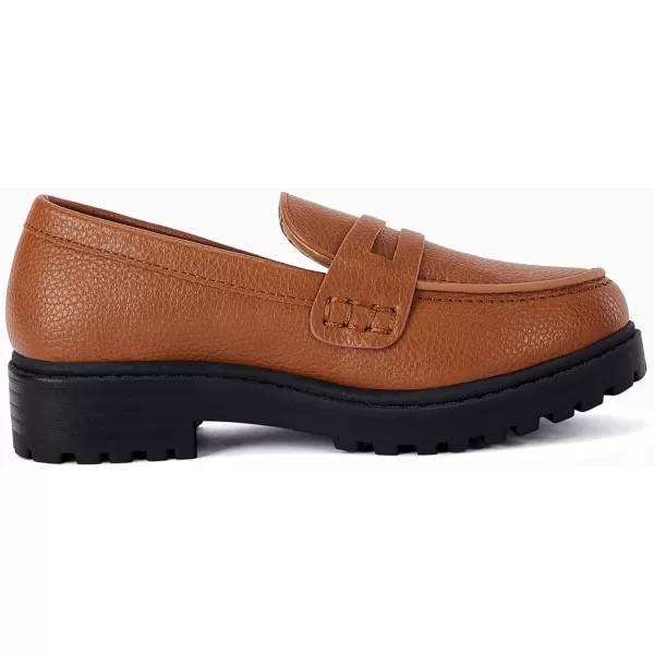 Coutgo Girls Slip On Penny Loafers Comfort Round Toe Platform School Uniform Dress Shoes