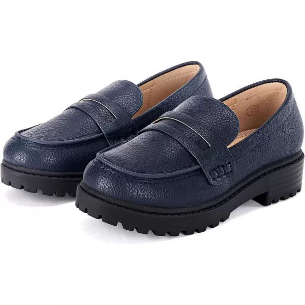 Coutgo Girls Slip On Penny Loafers Comfort Round Toe Platform School Uniform Dress Shoes
