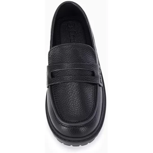 Coutgo Girls Slip On Penny Loafers Comfort Round Toe Platform School Uniform Dress Shoes