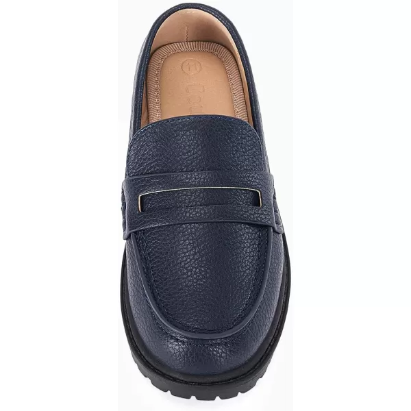 Coutgo Girls Slip On Penny Loafers Comfort Round Toe Platform School Uniform Dress Shoes