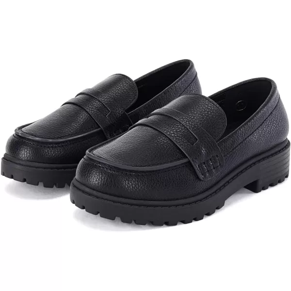 Coutgo Girls Slip On Penny Loafers Comfort Round Toe Platform School Uniform Dress Shoes