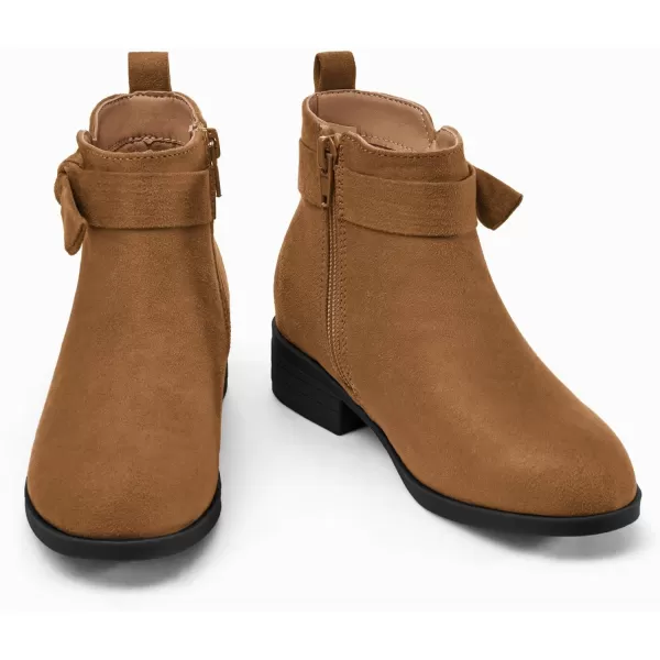 Coutgo Girls Toddler Bow knot Ankle Boots Low Chunky Heel Side Zipper Cute Dress Booties Little Big Kid