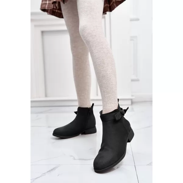 Coutgo Girls Toddler Bow knot Ankle Boots Low Chunky Heel Side Zipper Cute Dress Booties Little Big Kid