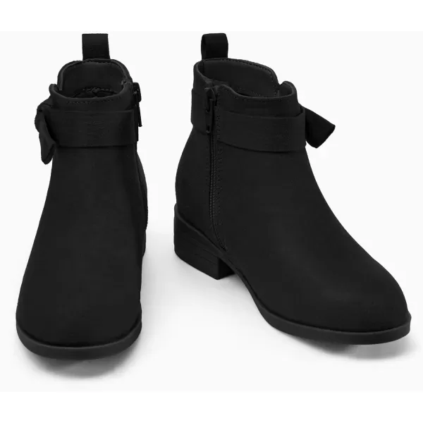 Coutgo Girls Toddler Bow knot Ankle Boots Low Chunky Heel Side Zipper Cute Dress Booties Little Big Kid