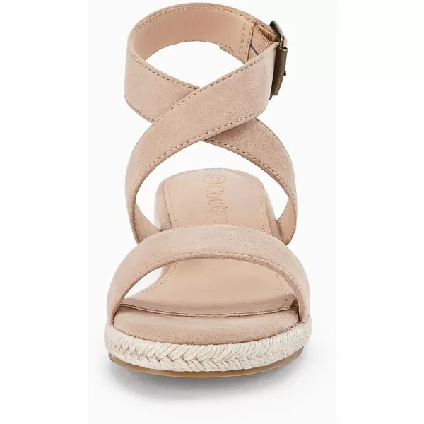 Coutgo Girls Wedge Sandals Cross Strap Espadrille Platform Open Toe Summer Shoes Toddler Little Big Kid