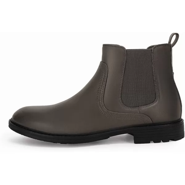 Coutgo Men's Ankle Boots Chelsea Booties Round Toe Slip on Waterproof Leather Dress Booties for Men