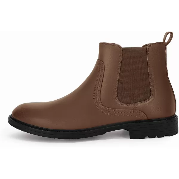 Coutgo Men's Ankle Boots Chelsea Booties Round Toe Slip on Waterproof Leather Dress Booties for Men