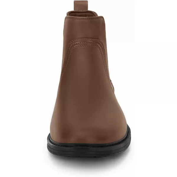 Coutgo Men's Ankle Boots Chelsea Booties Round Toe Slip on Waterproof Leather Dress Booties for Men