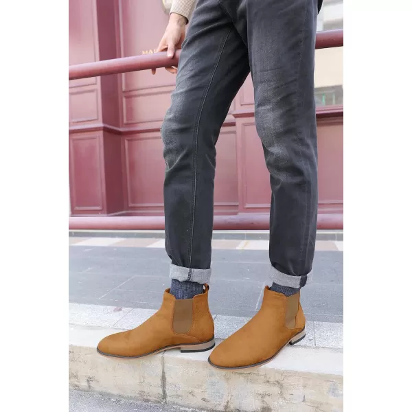 Coutgo Men's Chelsea Boots Comfortable Suede Dress Boots Chukka Ankle Boots
