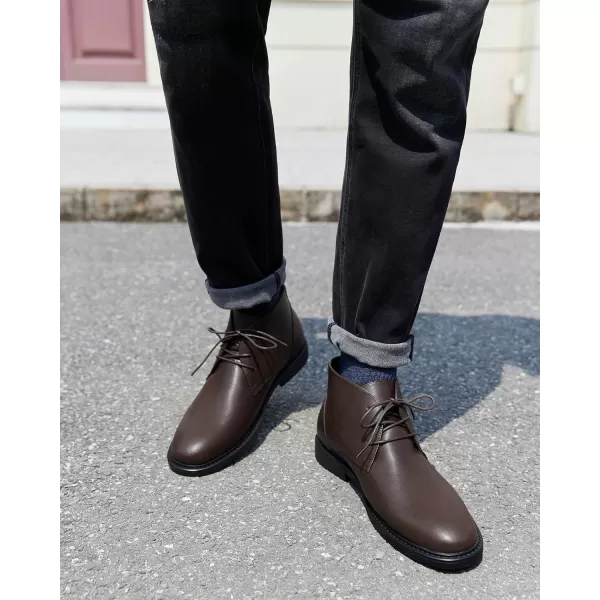 Coutgo Men's Chukka Boots Lace Up Mid-Top Ankle Boots Classic Causal Dress Boots for Men
