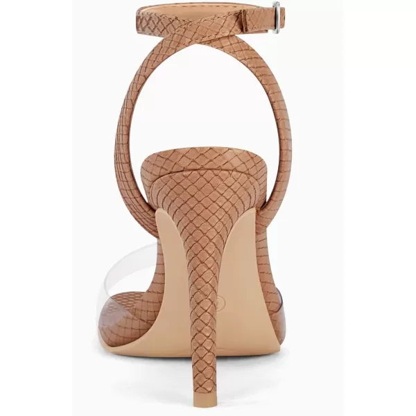 Coutgo Womens Clear Heels Sandals Square Toe Ankle Strap Sexy High Heeled Stiletto Dress Shoes
