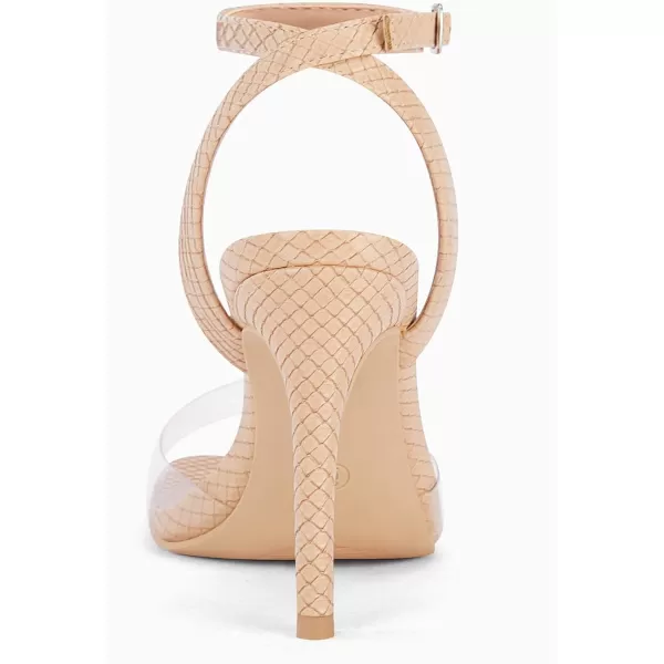 Coutgo Womens Clear Heels Sandals Square Toe Ankle Strap Sexy High Heeled Stiletto Dress Shoes