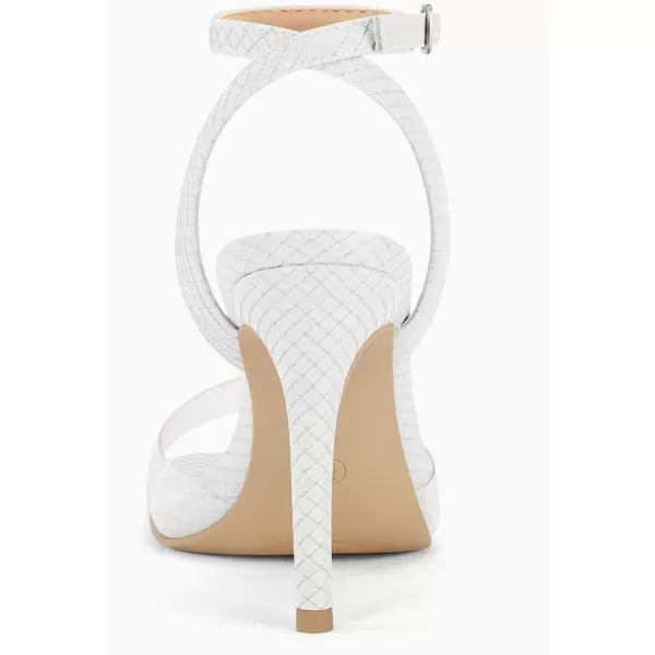 Coutgo Womens Clear Heels Sandals Square Toe Ankle Strap Sexy High Heeled Stiletto Dress Shoes