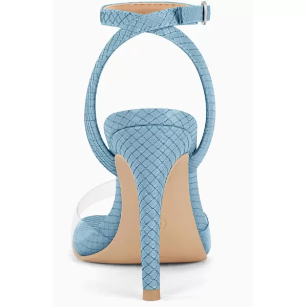 Coutgo Womens Clear Heels Sandals Square Toe Ankle Strap Sexy High Heeled Stiletto Dress Shoes