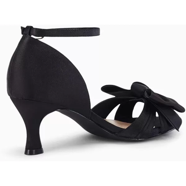 Coutgo Women's Kitten Heels Bow Low Heel Sandals Open Toe Ankle Strap Party Wedding Dress Shoes