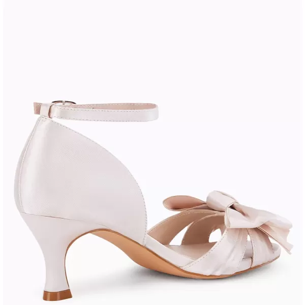 Coutgo Women's Kitten Heels Bow Low Heel Sandals Open Toe Ankle Strap Party Wedding Dress Shoes