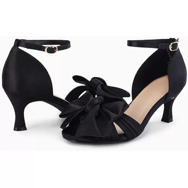Coutgo Women's Kitten Heels Bow Low Heel Sandals Open Toe Ankle Strap Party Wedding Dress Shoes