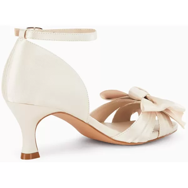 Coutgo Women's Kitten Heels Bow Low Heel Sandals Open Toe Ankle Strap Party Wedding Dress Shoes