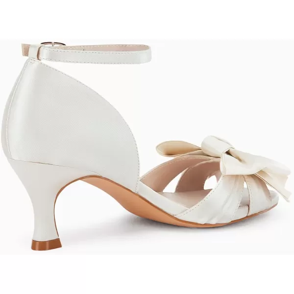 Coutgo Women's Kitten Heels Bow Low Heel Sandals Open Toe Ankle Strap Party Wedding Dress Shoes
