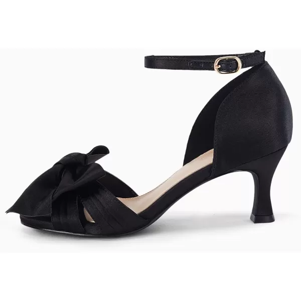 Coutgo Women's Kitten Heels Bow Low Heel Sandals Open Toe Ankle Strap Party Wedding Dress Shoes