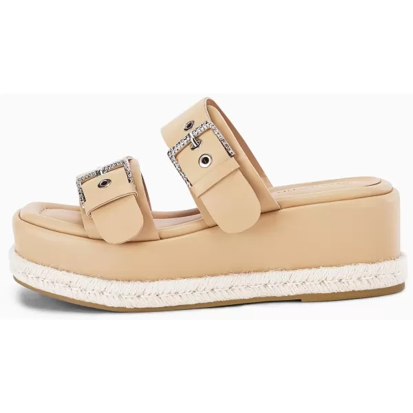 Coutgo Women's Platform Sandals, Adjustable Buckle Slides, Slip on Open Toe Espadrille Summer Shoes