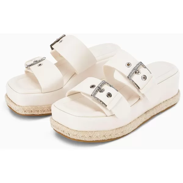 Coutgo Women's Platform Sandals, Adjustable Buckle Slides, Slip on Open Toe Espadrille Summer Shoes