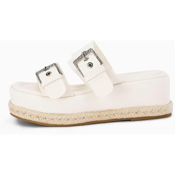 Coutgo Women's Platform Sandals, Adjustable Buckle Slides, Slip on Open Toe Espadrille Summer Shoes