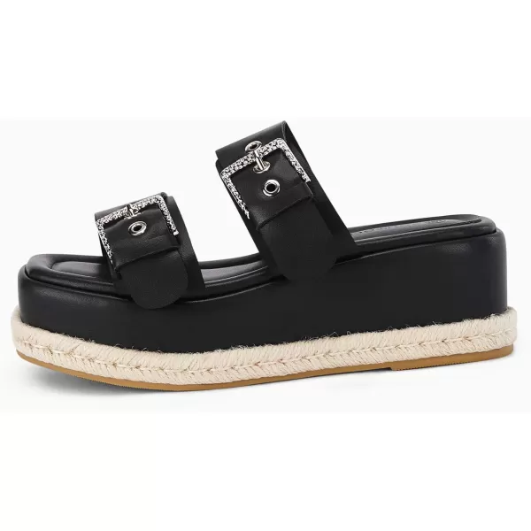 Coutgo Women's Platform Sandals, Adjustable Buckle Slides, Slip on Open Toe Espadrille Summer Shoes