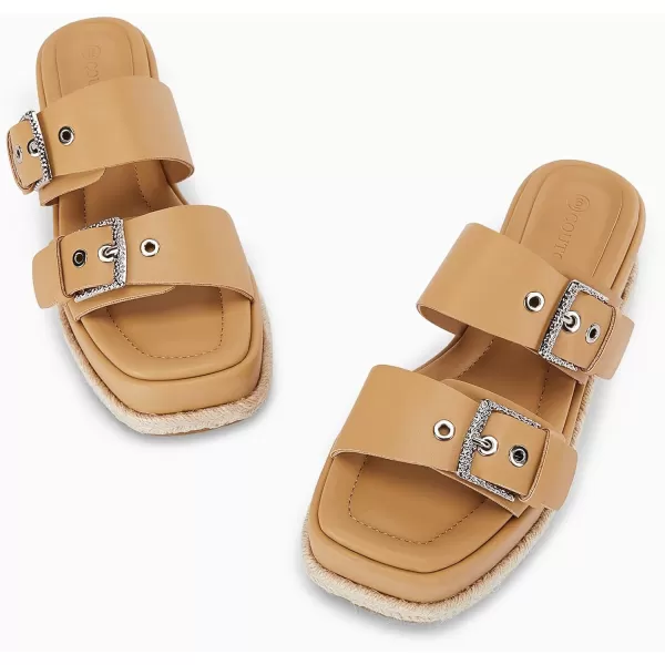Coutgo Women's Platform Sandals, Adjustable Buckle Slides, Slip on Open Toe Espadrille Summer Shoes