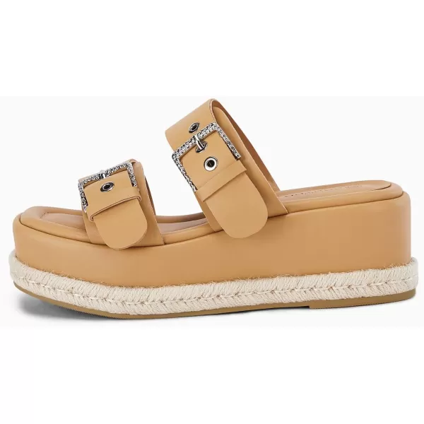 Coutgo Women's Platform Sandals, Adjustable Buckle Slides, Slip on Open Toe Espadrille Summer Shoes