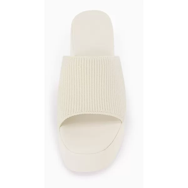 Coutgo Womens Platform Slides Sandals Square Open Toe Slip On Elastic Band Casual Lightweight Wedge Shoes