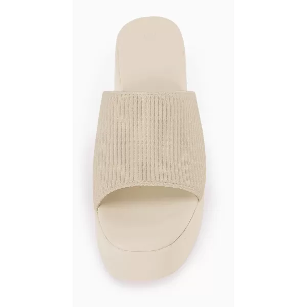 Coutgo Womens Platform Slides Sandals Square Open Toe Slip On Elastic Band Casual Lightweight Wedge Shoes