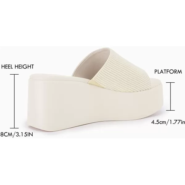 Coutgo Womens Platform Slides Sandals Square Open Toe Slip On Elastic Band Casual Lightweight Wedge Shoes