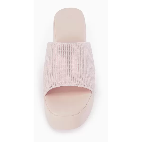 Coutgo Womens Platform Slides Sandals Square Open Toe Slip On Elastic Band Casual Lightweight Wedge Shoes