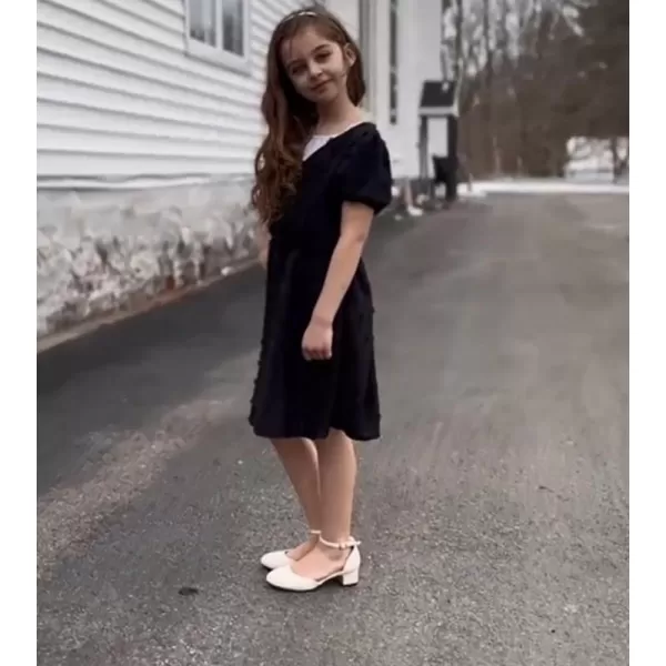Girls Dress Shoes Flower Girl Mary Jane Low Chunky Heels Ankle Strap Buckle School Wedding Party Pumps Little Big Kid