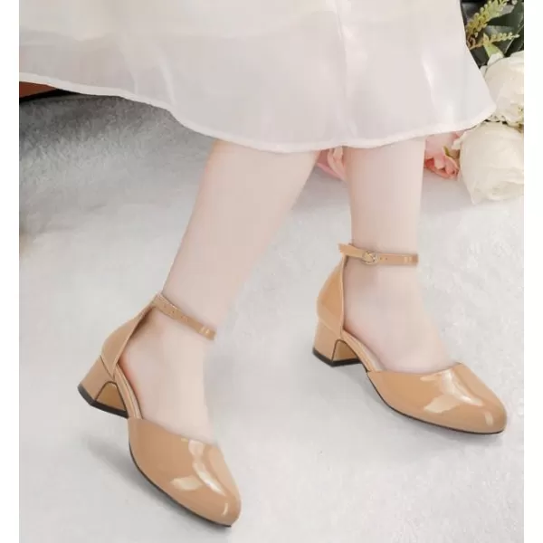 Girls Dress Shoes Flower Girl Mary Jane Low Chunky Heels Ankle Strap Buckle School Wedding Party Pumps Little Big Kid