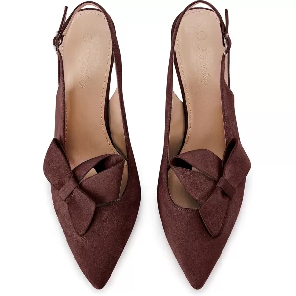 PiePieBuy Womens Pointed Toe Slingback Pumps Mid Heel Bow Stilettos Sandals Faux Suede Wedding Party Dress Shoes