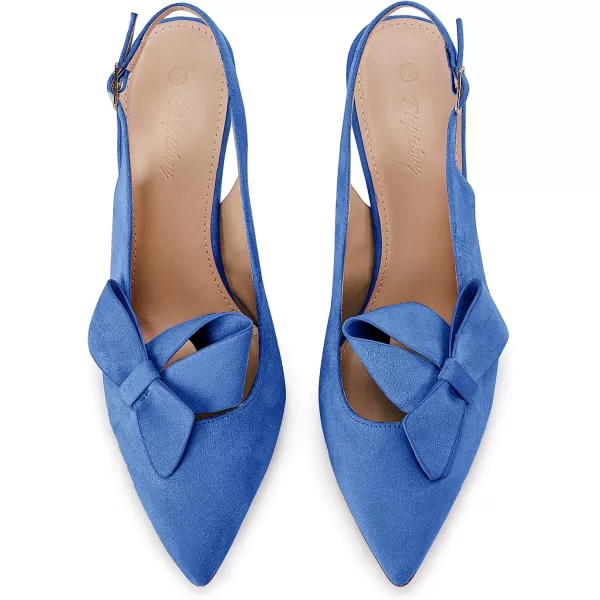 PiePieBuy Womens Pointed Toe Slingback Pumps Mid Heel Bow Stilettos Sandals Faux Suede Wedding Party Dress Shoes