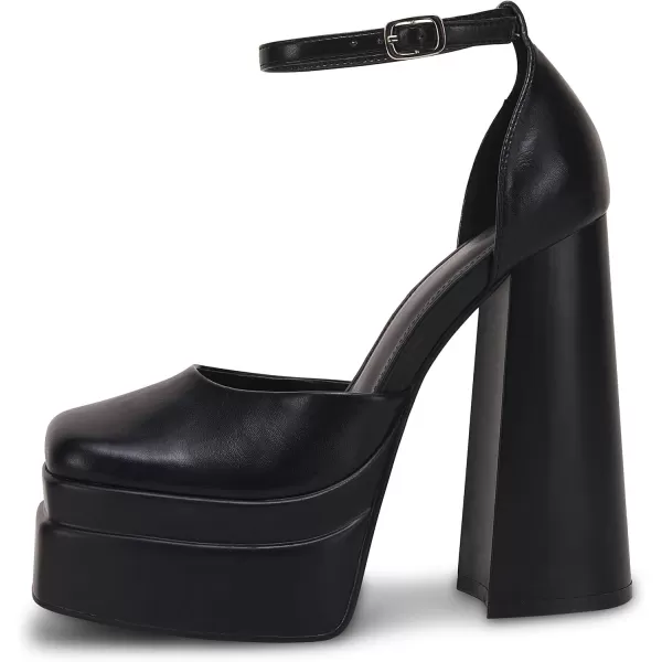 Womens Platform Chunky High Block Heels Ankle Strap Closed Square Toe Pumps Office Dress Wedding Party Club Night Shoes