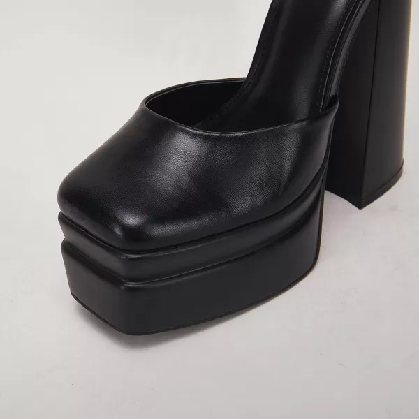 Womens Platform Chunky High Block Heels Ankle Strap Closed Square Toe Pumps Office Dress Wedding Party Club Night Shoes