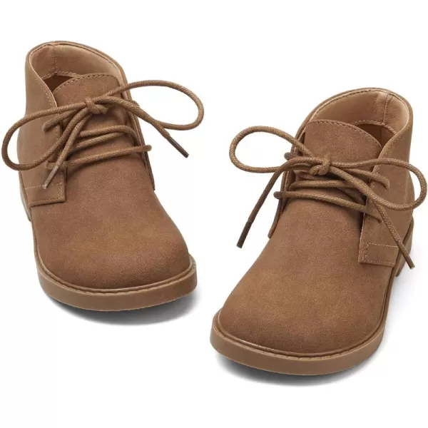 Coutgo Boys Girls Chukka Boots Comfort Round Toe Outdoor Lace Up Ankle Booties