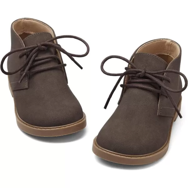 Coutgo Boys Girls Chukka Boots Comfort Round Toe Outdoor Lace Up Ankle Booties