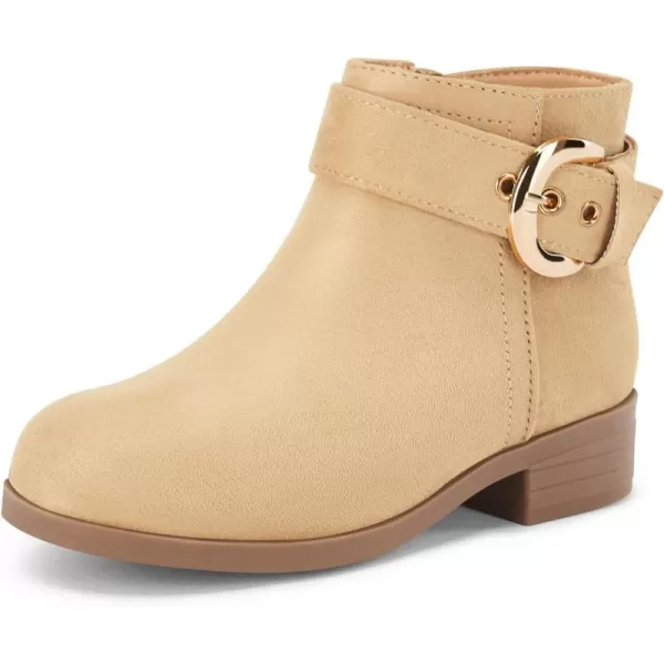 Coutgo Girls Boots Round Toe Low Heel Ankle Boot with Classic Side Zipper and Buckle Dress Booties for Little Kids/Big Kids