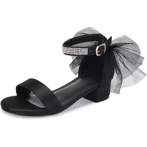 Coutgo Girl's Bow Knot Dress Sandals Low Heel Princess One Strap Flats Rhinestone Wedding Party Shoes for Kids